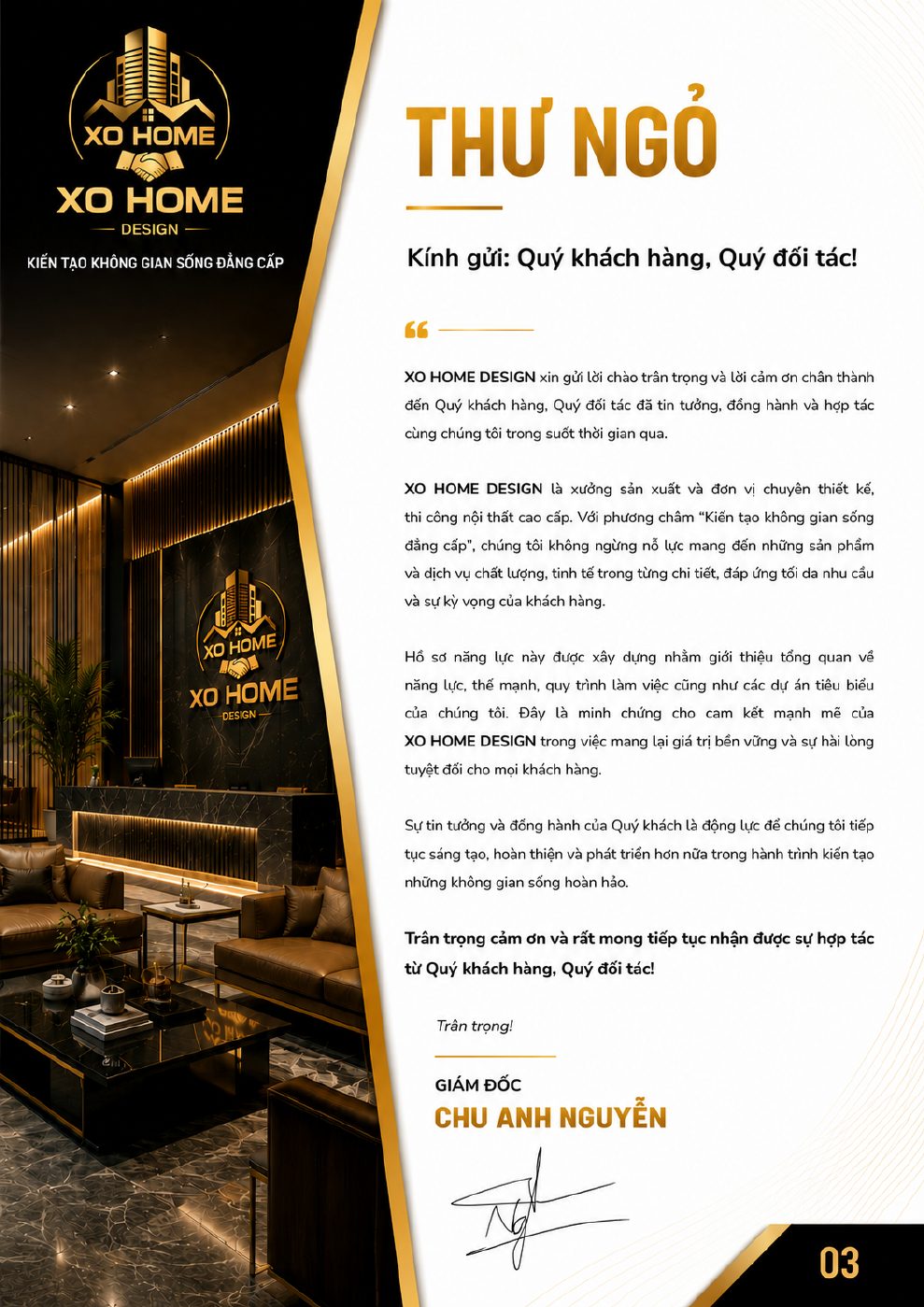 Thư ngỏ XO HOME DESIGN