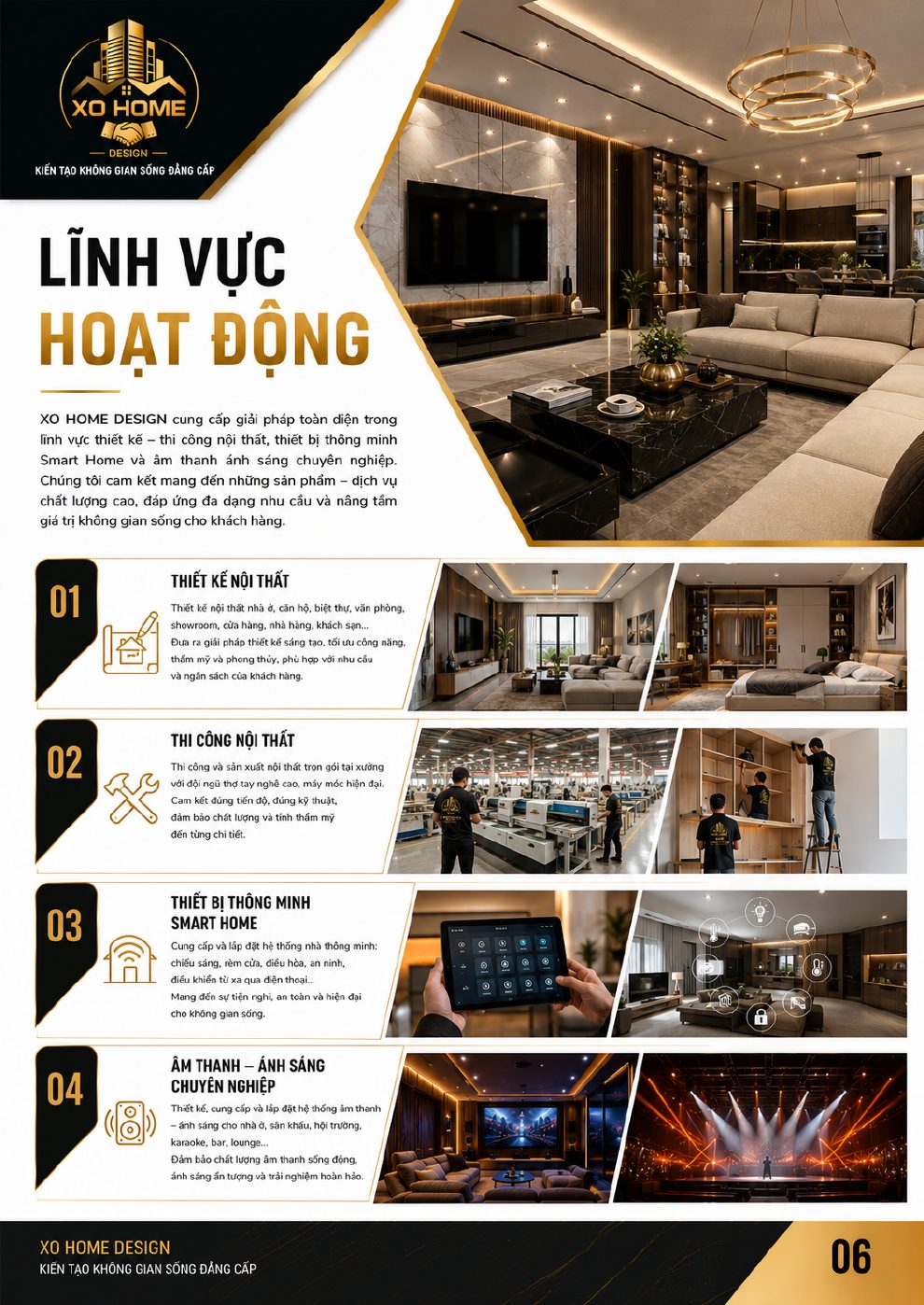 Các lĩnh vực hoạt động của XO HOME DESIGN