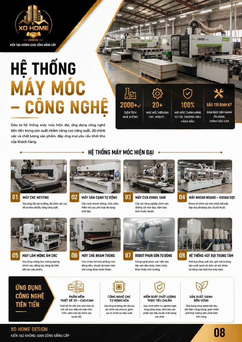 Hệ thống máy móc và công nghệ XO HOME DESIGN